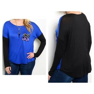 [Last 1!] CLOSET CLOSING Blouse Blue Black Print